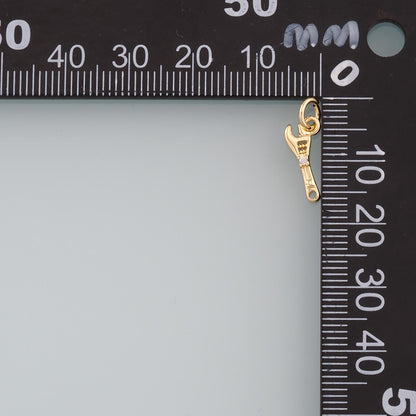 Gold Tool Charms,18K Gold Filled Wrench Pendant,CZ Micro Pave Wrench Charm Bracelet Necklace for DIY Jewelry Making Supply