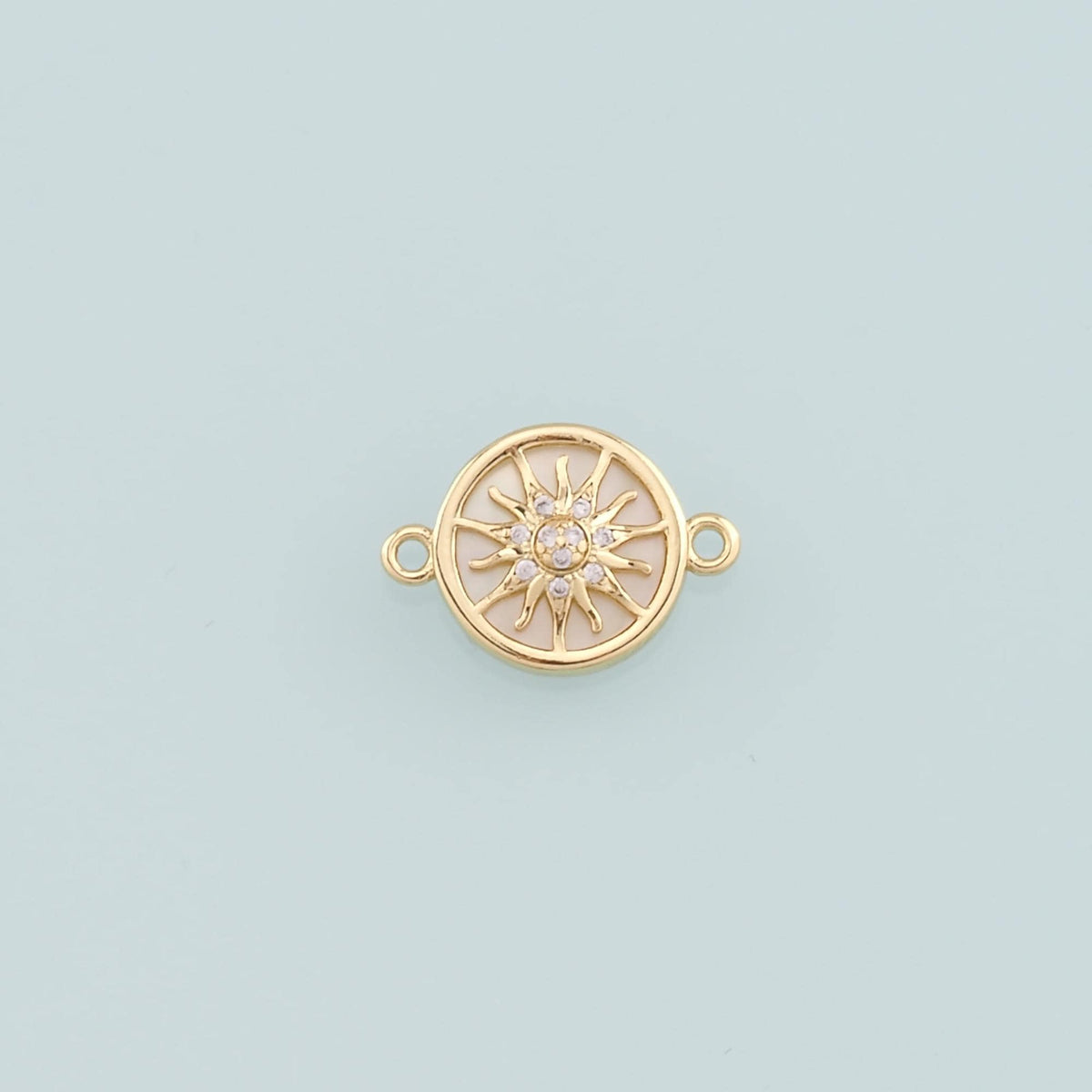 Gold Connector Charm,18K Gold Filled Sun Pendant,CZ Micro Pave Celestial Charm Bracelet Necklace for DIY Jewelry Making Suppl