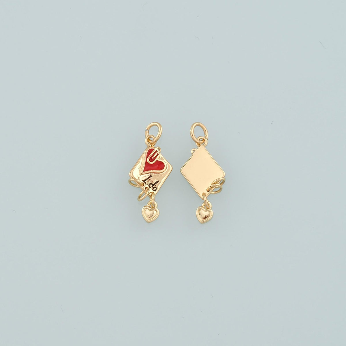 18K Gold Filled Heart Enamel Charm Pendant for Jewelry Making