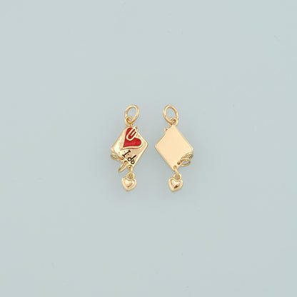 18K Gold Filled Heart Enamel Charm Pendant for Jewelry Making