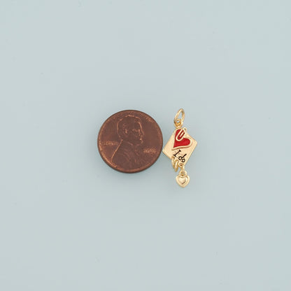 18K Gold Filled Heart Enamel Charm Pendant for Jewelry Making