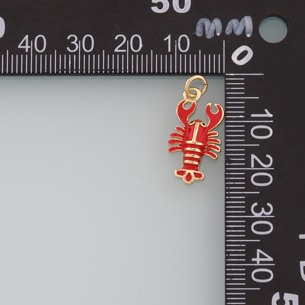Cute Lobster Charms,18K Gold Filled Enamel Lobster Pendant,kawaii Ocean Charm Bracelet Necklace for DIY Jewelry Making Supply