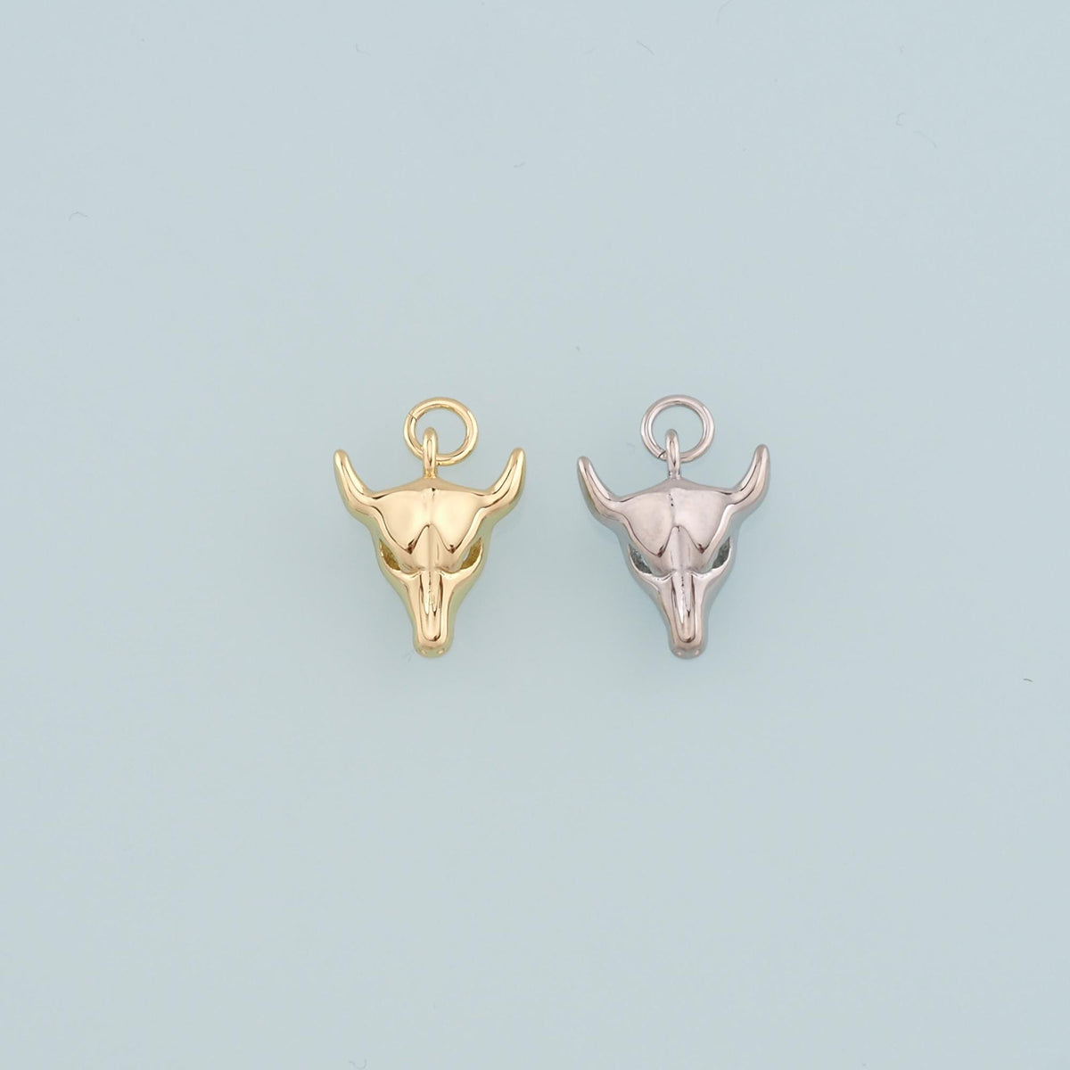 Gold Ox Charms,18K Gold Filled Bull Head Pendant,Bull Charm Bracelet Necklace for DIY Jewelry Making Supply