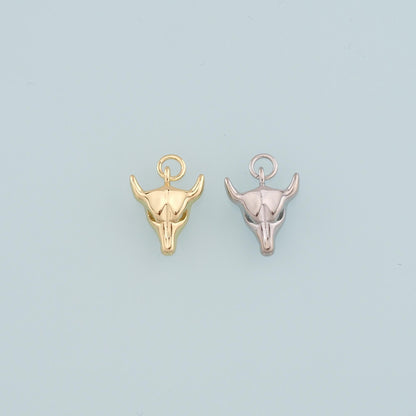 Gold Ox Charms,18K Gold Filled Bull Head Pendant,Bull Charm Bracelet Necklace for DIY Jewelry Making Supply