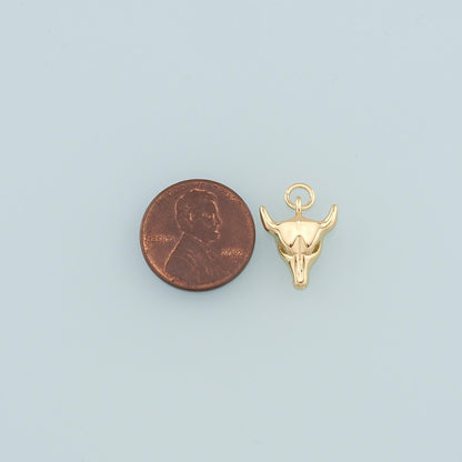 Gold Ox Charms,18K Gold Filled Bull Head Pendant,Bull Charm Bracelet Necklace for DIY Jewelry Making Supply