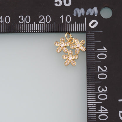 Gold Flower Charms,18K Gold Filled Flower Pendant,CZ Micro Pave Flower Charm Bracelet Necklace for DIY Jewelry Making Supply