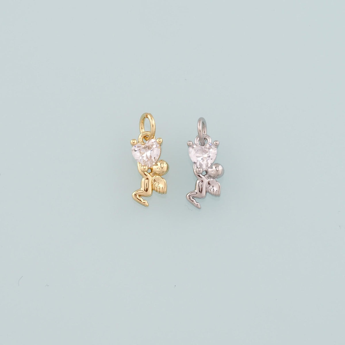 18K Gold Filled Heart CZ Charm Pendant for Jewelry Making