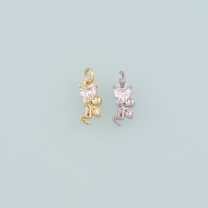 18K Gold Filled Heart CZ Charm Pendant for Jewelry Making