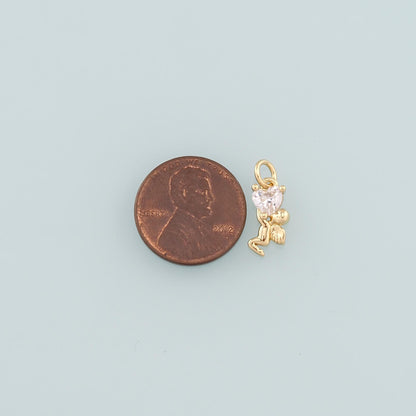 18K Gold Filled Heart CZ Charm Pendant for Jewelry Making