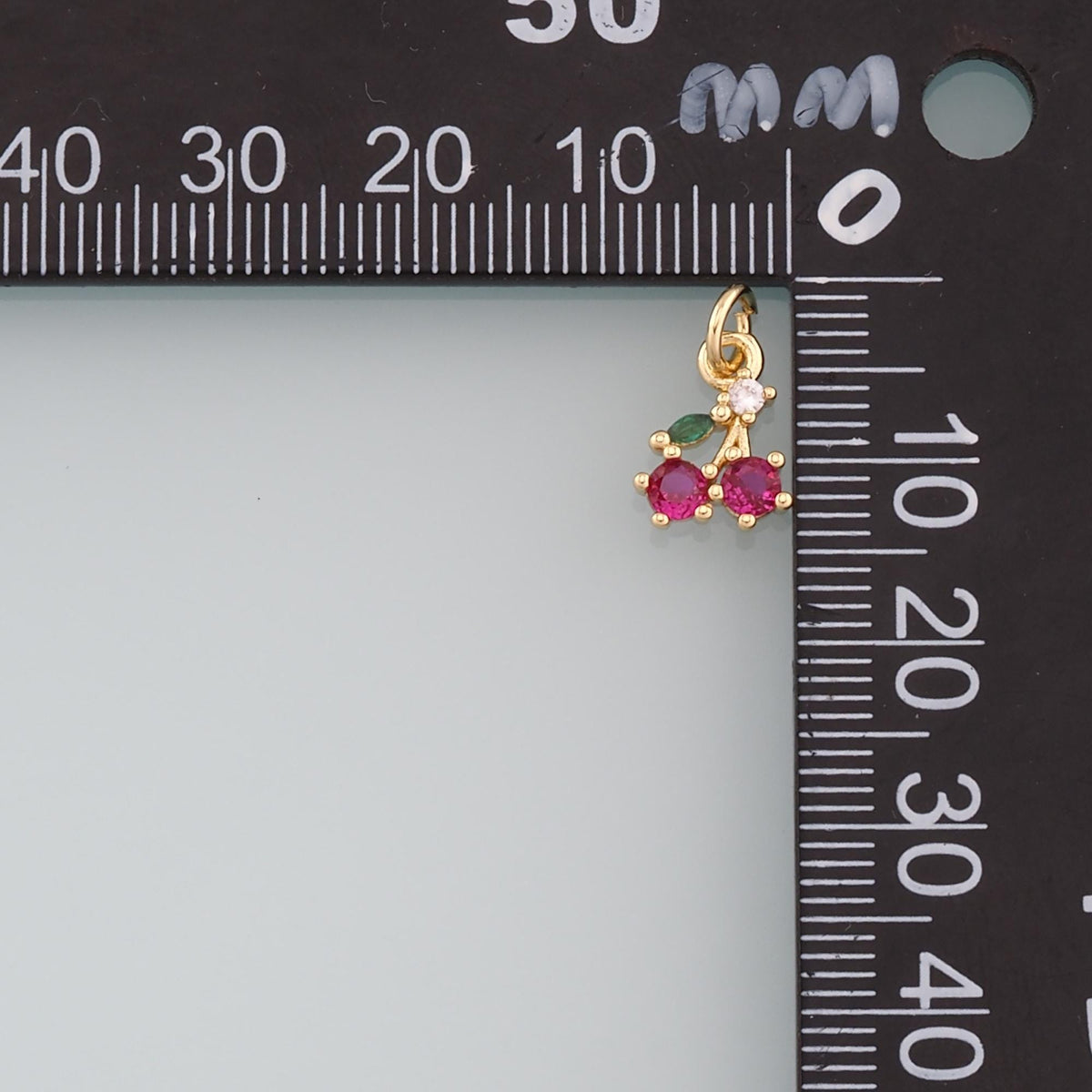 Gold Cherry Charms,18K Gold Filled Cherry Pendant,CZ Micro Pave Fruit Charm Bracelet Necklace for DIY Jewelry Making Supply