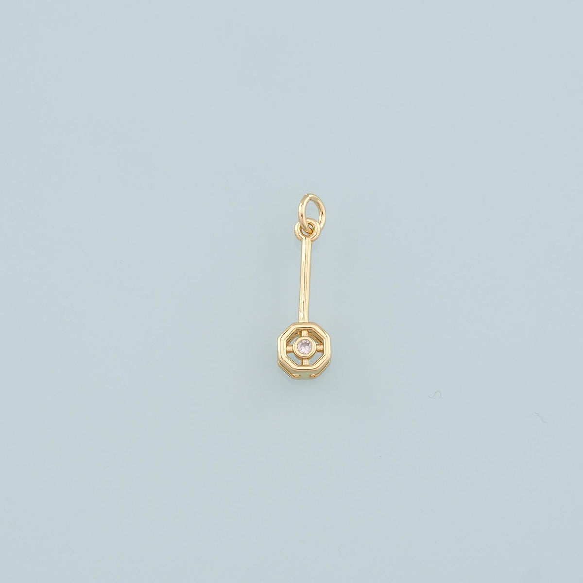 18K Gold Filled Geometry Pendant,CZ Micro Pave Geometry Charm Bracelet Necklace for DIY Jewelry Making Supply