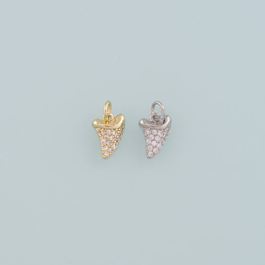 Gold Italian Corner Charms,18K Gold Filled Horns Pendant,CZ Micro Pave Horns Charm Bracelet Necklace for DIY Jewelry Making S