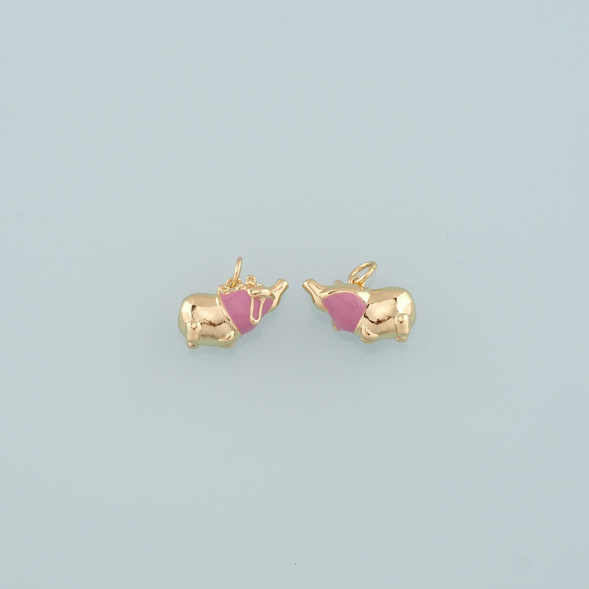18K Gold Filled Elephant Enamel Charm Pendant for Jewelry Making