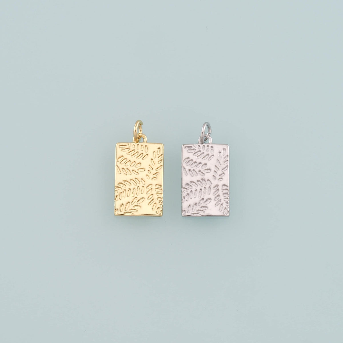18K Gold Filled Rectangle Pendant,Dainty Rectangle Charm Bracelet Necklace for DIY Jewelry Making Supply