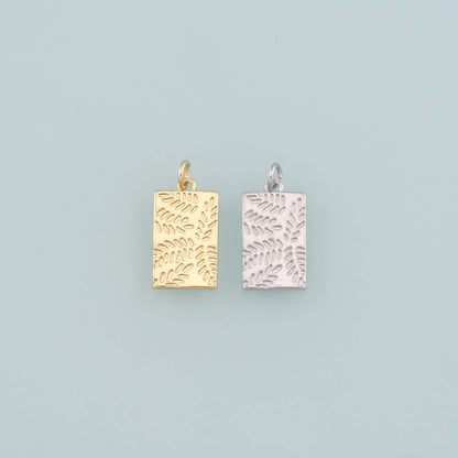 18K Gold Filled Rectangle Pendant,Dainty Rectangle Charm Bracelet Necklace for DIY Jewelry Making Supply