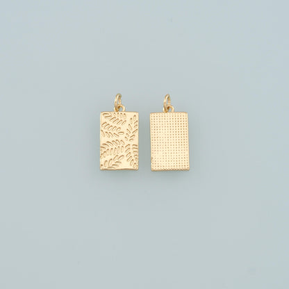 18K Gold Filled Rectangle Pendant,Dainty Rectangle Charm Bracelet Necklace for DIY Jewelry Making Supply
