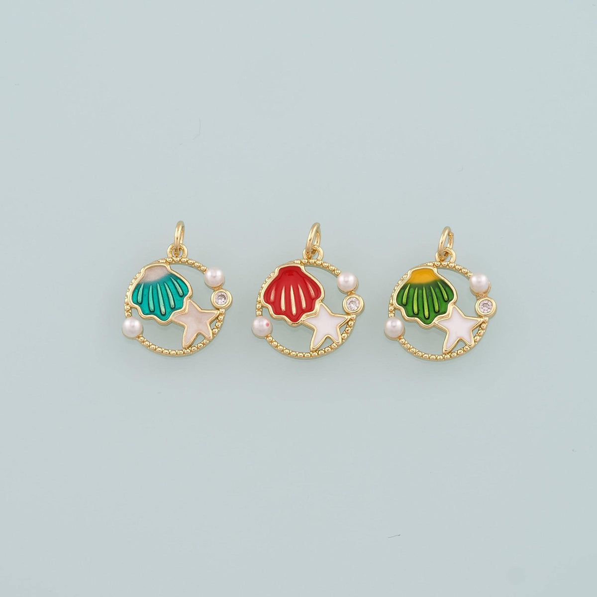 18K Gold Filled Star Enamel Charm Pendant for Jewelry Making