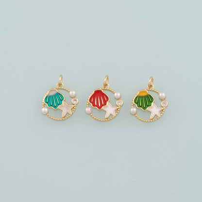 18K Gold Filled Star Enamel Charm Pendant for Jewelry Making