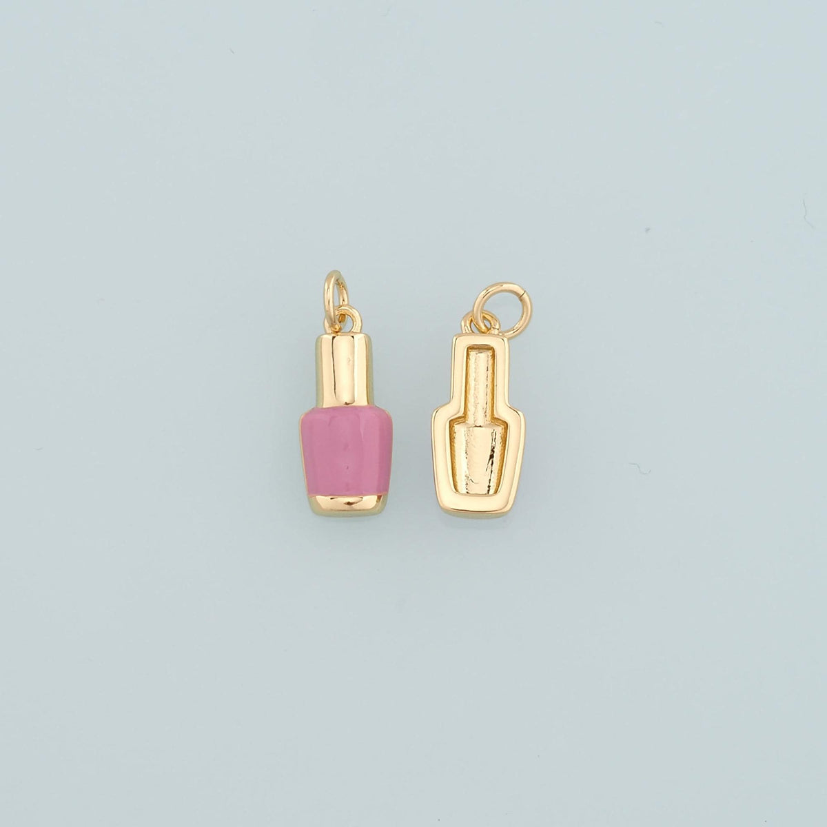 Gold Manicure Charms,18K Gold Filled Nail Polish Pendant,Enamel Nail Polish Charm Bracelet Necklace for DIY Jewelry Making Su