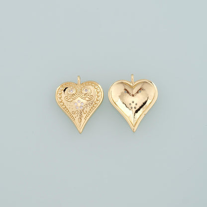 Gold Heart Charms,18K Gold Filled Heart Pendant,CZ Micro Pave Heart Charm Bracelet Necklace for DIY Jewelry Making Supply