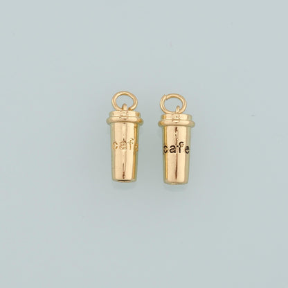 Gold Cup Charms,18K Gold Filled Coffee Cup Pendant,Cup Charm Bracelet Necklace for DIY Jewelry Making Supply