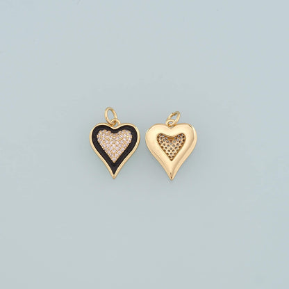 18K Gold Filled Enamel Heart Charm Pendant for Jewelry Making