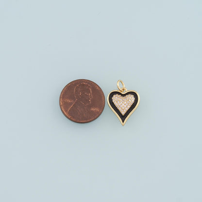 18K Gold Filled Enamel Heart Charm Pendant for Jewelry Making
