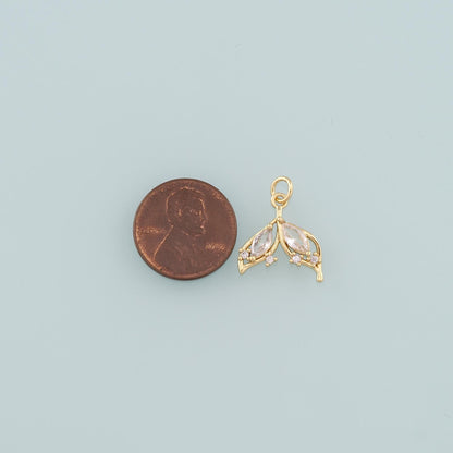 18K Gold Filled Cubic Zirconia Charm Pendant for Jewelry Making