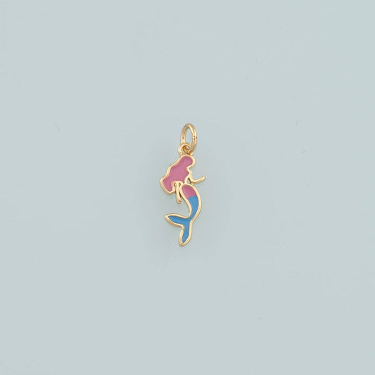 Gold Mermaid Charms,18K Gold Filled Mermaid Pendant,Enamel Mermaid Charm Bracelet Necklace for DIY Jewelry Making Supply