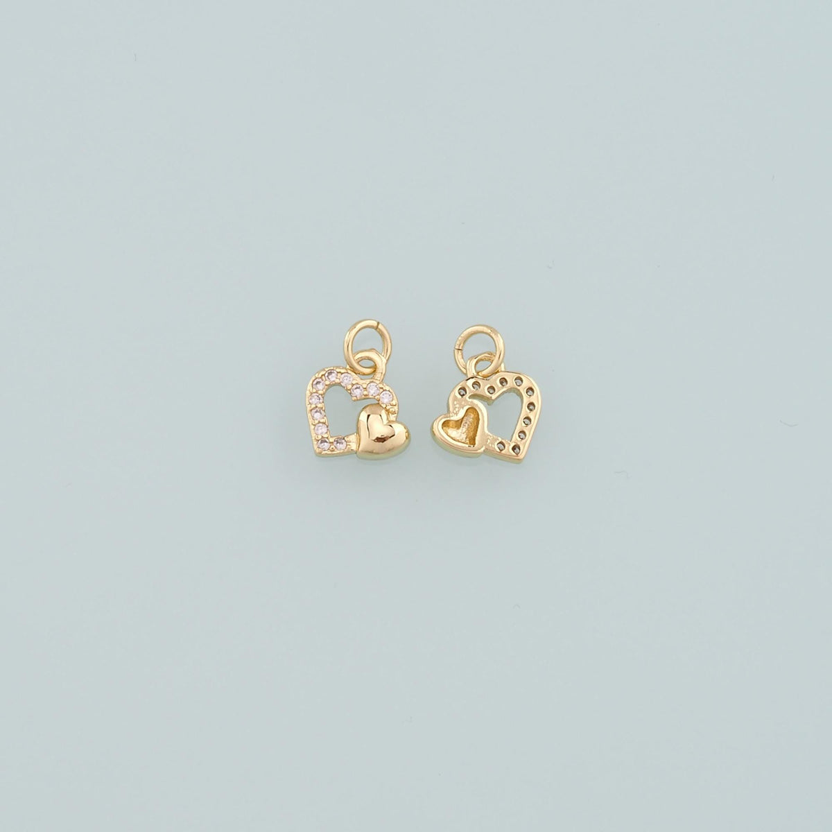 18K Gold Filled Heart CZ Charm Pendant for Jewelry Making
