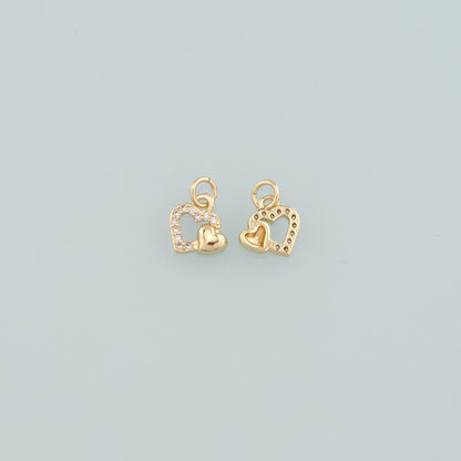 18K Gold Filled Heart CZ Charm Pendant for Jewelry Making