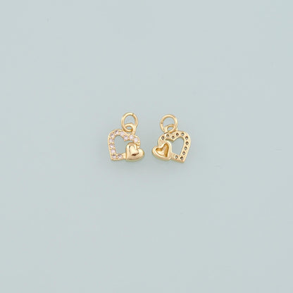 Gold Heart Charms,18K Gold Filled Heart Pendant,CZ Micro Pave Heart Charm Bracelet Necklace for DIY Jewelry Making Supply