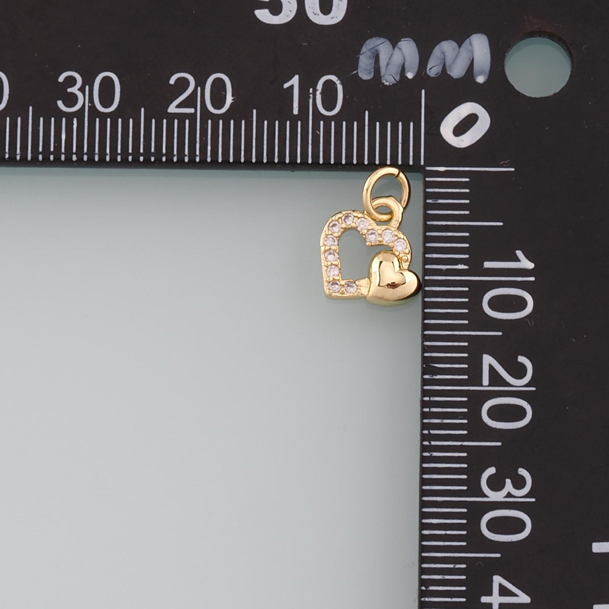 Gold Heart Charms,18K Gold Filled Heart Pendant,CZ Micro Pave Heart Charm Bracelet Necklace for DIY Jewelry Making Supply