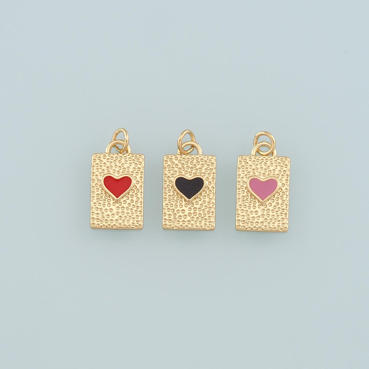 18K Gold Filled Heart Enamel Charm Pendant for Jewelry Making
