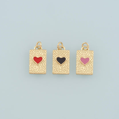 18K Gold Filled Heart Enamel Charm Pendant for Jewelry Making