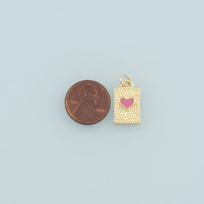 18K Gold Filled Heart Enamel Charm Pendant for Jewelry Making