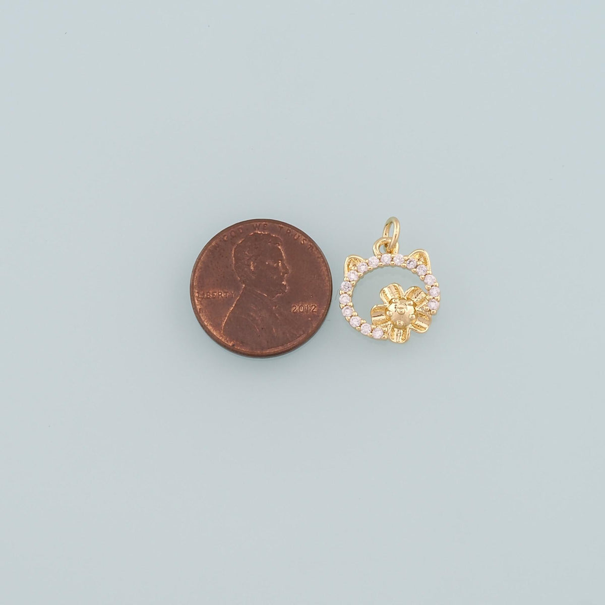 Gold Cat Charms,18K Gold Filled Cat Pendant,CZ Micro Pave Cat Charm Bracelet Necklace for DIY Jewelry Making Supply
