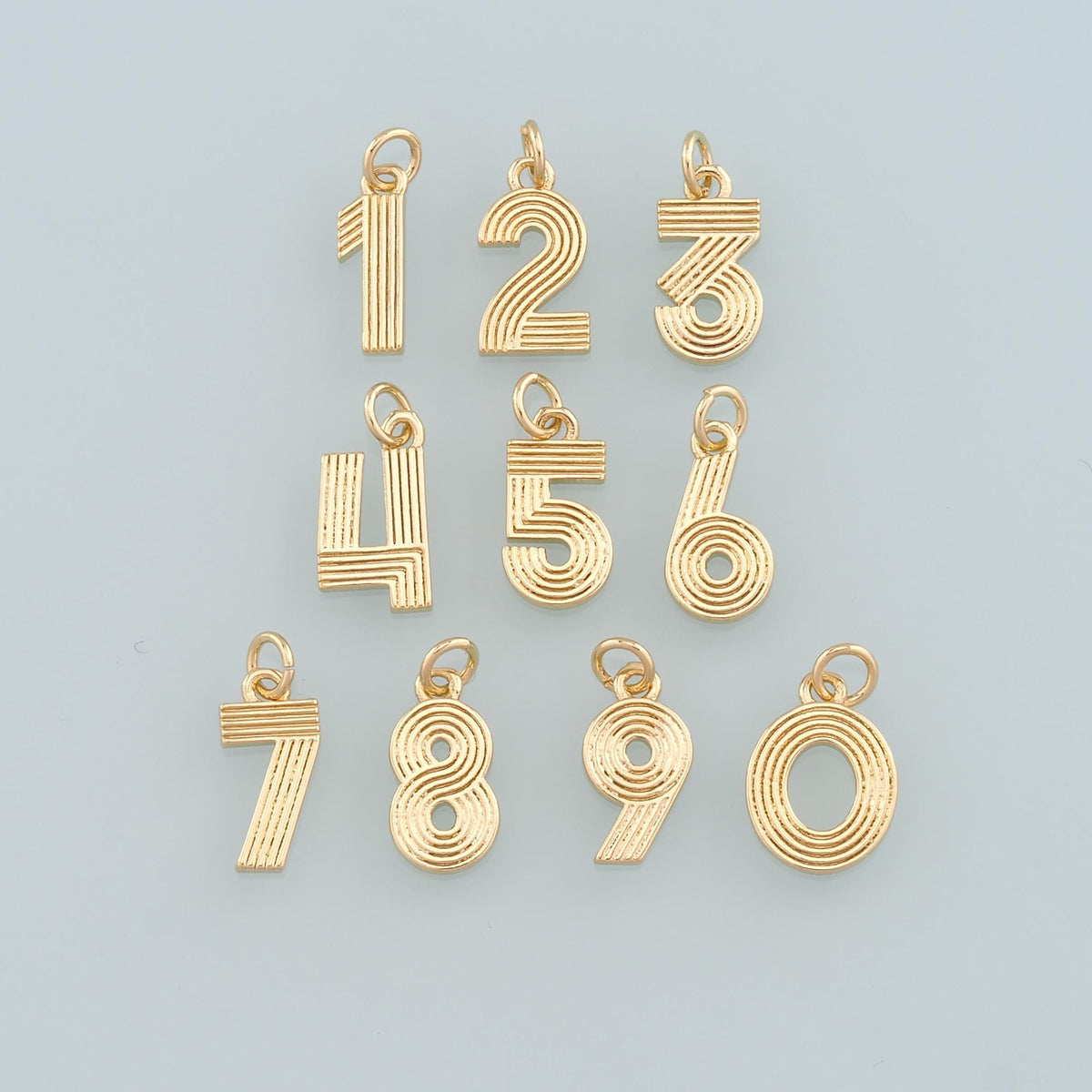 18K Gold Filled Number Pendant,Dainty Number Charm Bracelet Necklace for DIY Jewelry Making Supply