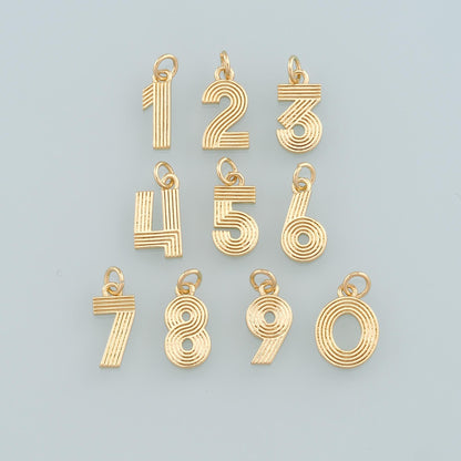 18K Gold Filled Number Pendant,Dainty Number Charm Bracelet Necklace for DIY Jewelry Making Supply