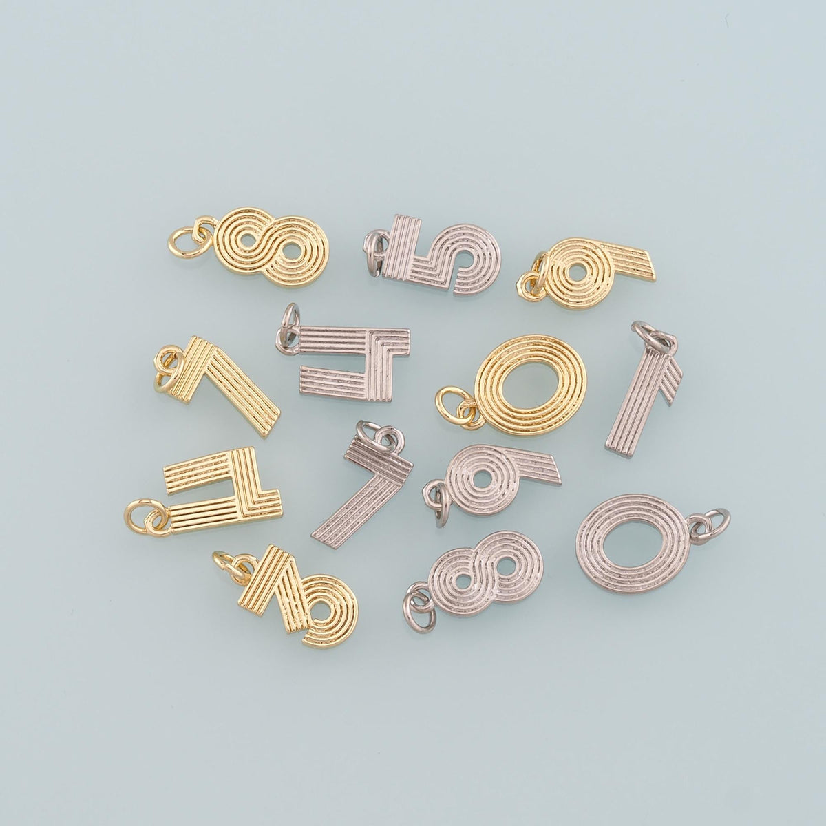 18K Gold Filled Number Pendant,Dainty Number Charm Bracelet Necklace for DIY Jewelry Making Supply