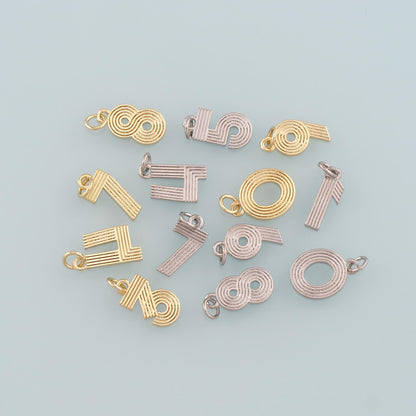 18K Gold Filled Number Pendant,Dainty Number Charm Bracelet Necklace for DIY Jewelry Making Supply