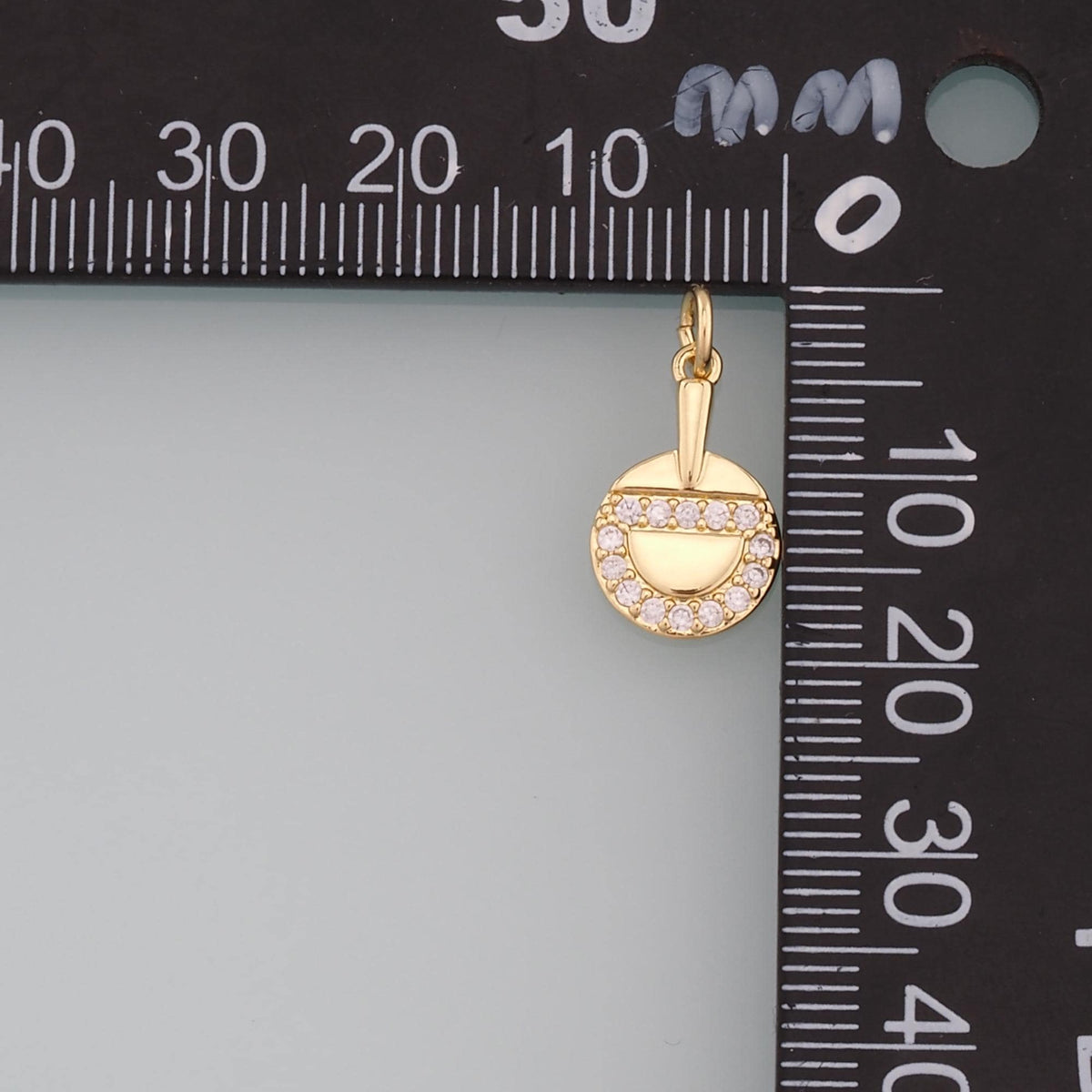 Gold Sports Charm,18K Gold Filled Table Tennis Pendant,CZ Micro Pave Racket Charm Bracelet Necklace for DIY Jewelry Making Su