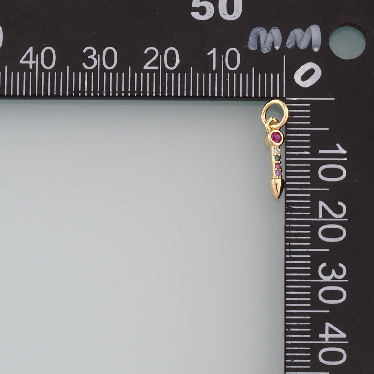 18K Gold Filled Pen Pendant,CZ Micro Pave Pen Charm Bracelet Necklace for DIY Jewelry Making Supply