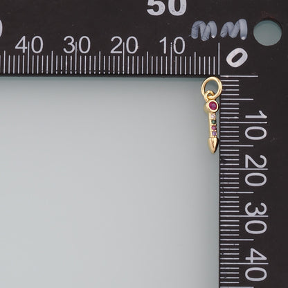 18K Gold Filled Pen Pendant,CZ Micro Pave Pen Charm Bracelet Necklace for DIY Jewelry Making Supply