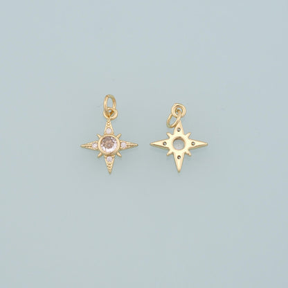 18K Gold Filled Star CZ Charm Pendant for Jewelry Making