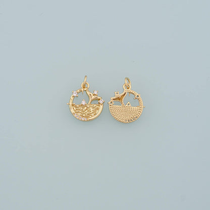 18K Gold Filled Cubic Zirconia Charm Pendant for Jewelry Making