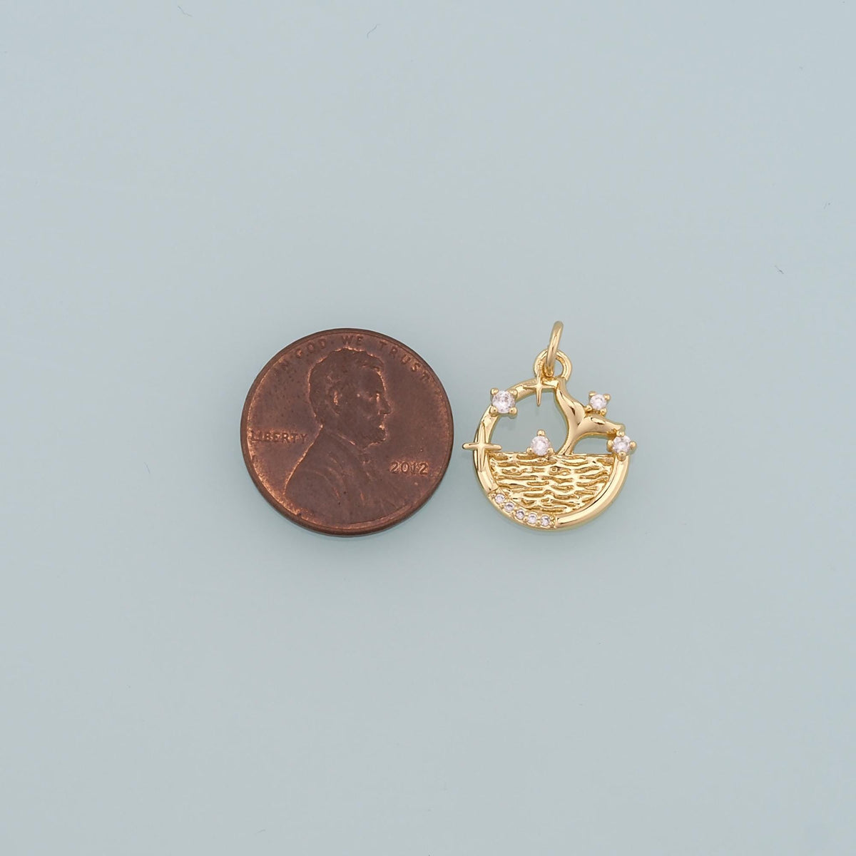 18K Gold Filled Cubic Zirconia Charm Pendant for Jewelry Making