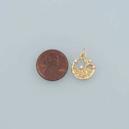 18K Gold Filled Cubic Zirconia Charm Pendant for Jewelry Making