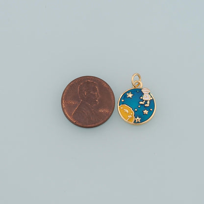 Gold Astronaut Charms,18K Gold Filled Astronaut Pendant,Enamel Universe Charm Bracelet Necklace for DIY Jewelry Making Supply
