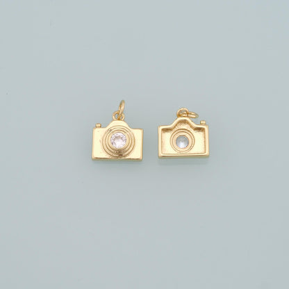 Gold Camera Charms,18K Gold Filled Camera Pendant,Camera Charm Bracelet Necklace for DIY Jewelry Making Supply